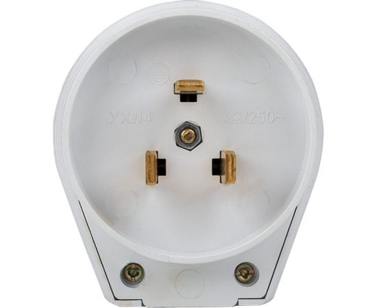 Вилка для разъема РШ-ВШ EKF 32А 250В 2P+PE пластиковая белая AS-250-B-01 – изображение 2