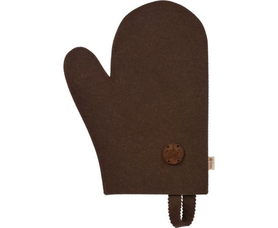 Рукавица с деревянным логотипом Банные Штучки войлок 100%, коричневый 41421 – изображение 2
