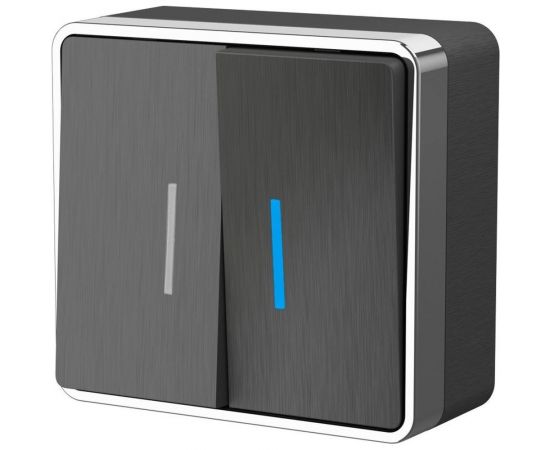 Выключатель WERKEL W5020104 двухклавишный с подсветкой Gallant графит рифленый a051340 