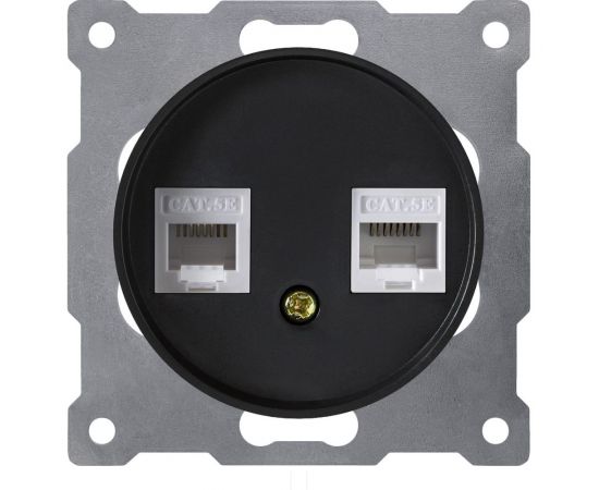 Розетка компьютерная RJ-45 OneKeyElectro, двойная, цвет чёрный 1E20901303 2172818 