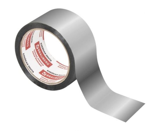 Клейкая металлизированная лента BRAUBERG 48 мм х 50 м, полипропиленовая основа, подвес 606768 – изображение 3