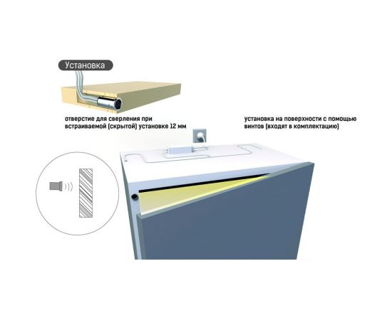 Инфракрасный выключатель на преграду MAKSILED врезной, 12/24В, 60 Вт, 5A, IP20, кабель 1,5м ML-DS-CYL – изображение 6