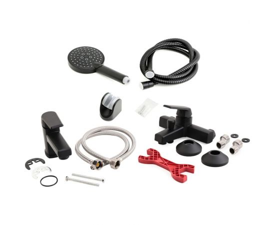 Комплект смесителей с душевым гарнитуром OneLife черный P02-311b – изображение 10