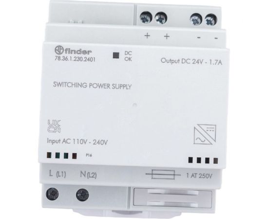 Импульсный источник питания Finder 230В AC - 24В DC, 36Вт, 1, 5А, 783612302401 