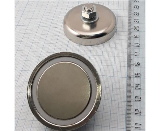 Магнитное крепление Проф-магнит под гайку С48, в комплекте с шайбой и гайкой М8, сцепление 81 кг - 1 шт. PMYP-C-48 – изображение 2