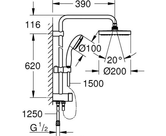 Душевая система GROHE NTempesta с переключателем 200 27389002 – изображение 2
