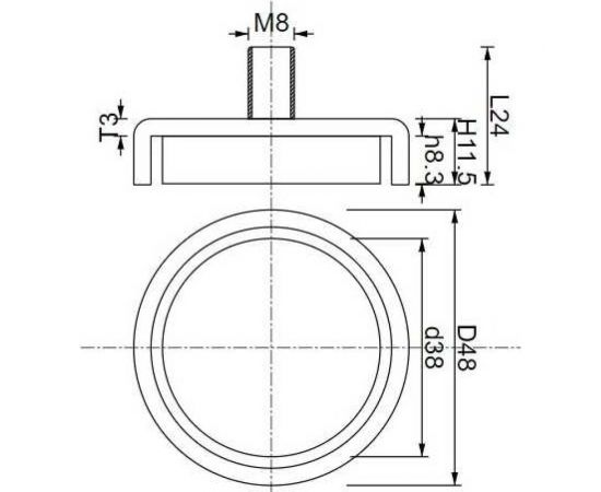 Магнитное крепление Проф-магнит под гайку С48, в комплекте с шайбой и гайкой М8, сцепление 81 кг - 1 шт. PMYP-C-48 – изображение 3