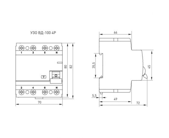 Устройство защитного отключения EKF ВД-100 4P 40А/30мА, тип А PROxima SQelcb-4-40-30-e-a-pro – изображение 4