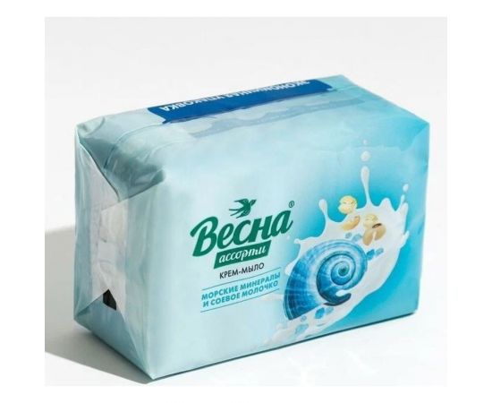 Туалетное мыло ВЕСНА Ассорти морские минералы и соевое молочко 300 г 6215 