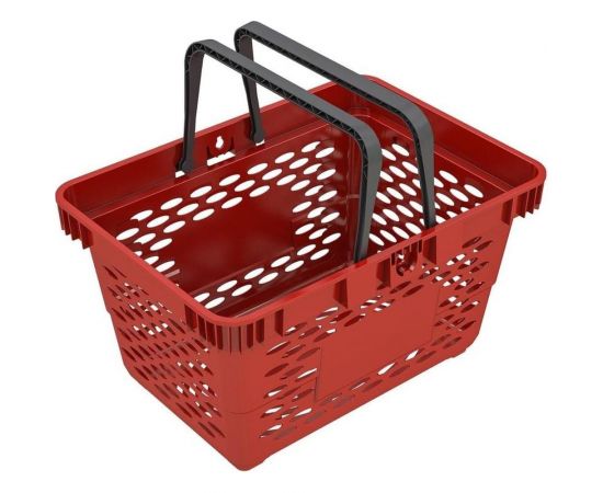 Покупательская корзина ООО Комус evr_classic пластик, с 2-мя ручками 20 л, красный 1717035 
