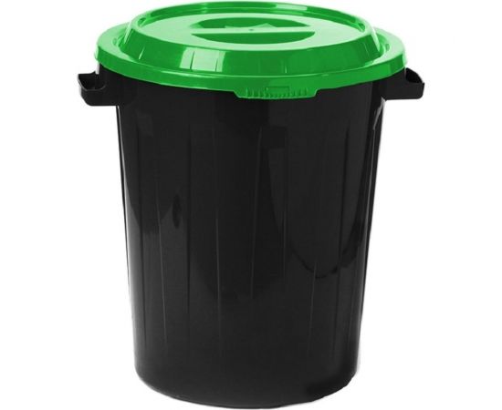 Бак для отходов ООО Комус М 2393 60 л, пластик, черный с зеленой крышкой 1561080 
