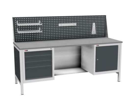 Верстак с двумя тумбами и с экраном с навесными аксессуарами (7038/7016) Диком ВЛ-К-200-0511.0294-103 