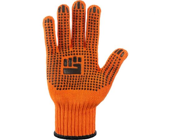 Трикотажные 2-слойные перчатки с ПВХ Фабрика перчаток 7.5 класс, 6 нитей, оранжевые 6-75-2С-ОР-(XL) – изображение 2
