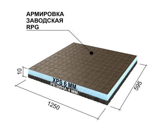 Звукоизоляционная панель Ruspanel RPG Антистук 1250x600x10 мм RPG5AN10#1/1250 – изображение 2