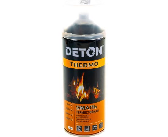 Аэрозольная термостойкая эмаль DETON черная THERMO 520 мл 126943 – изображение 2