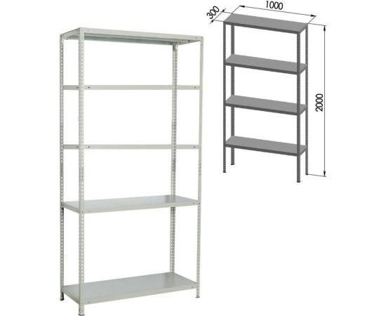 Металлический стеллаж BRABIX MS KD-200/30-5 2000х1000х300 мм, 5 полок, сборная стойка 291118 – изображение 2