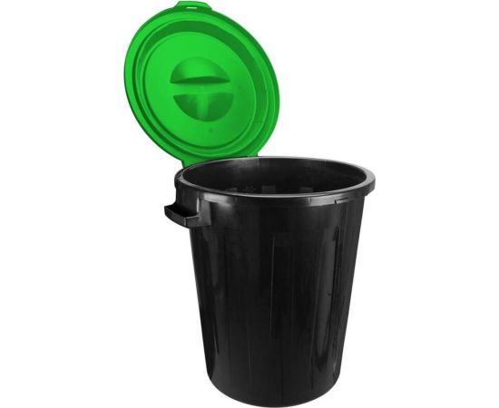 Бак для отходов ООО Комус М 2393 60 л, пластик, черный с зеленой крышкой 1561080 – изображение 3