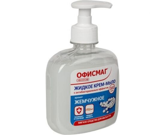 Жидкое мыло-крем ОФИСМАГ Премиум жемчужное 300 г, с антибактериальным эффектом, дозатор 606782 – изображение 3