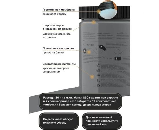 Краска для мебели и декора ATURI Design Меловой бархат mia маренго, 0.4 кг T1-00010844 – изображение 3