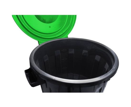 Бак для отходов ООО Комус М 2393 60 л, пластик, черный с зеленой крышкой 1561080 – изображение 4