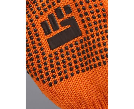 Трикотажные 2-слойные перчатки с ПВХ Фабрика перчаток 7.5 класс, 6 нитей, оранжевые 6-75-2С-ОР-(XL) – изображение 4