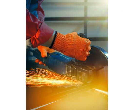 Трикотажные 2-слойные перчатки с ПВХ Фабрика перчаток 7.5 класс, 6 нитей, оранжевые 6-75-2С-ОР-(XL) – изображение 7