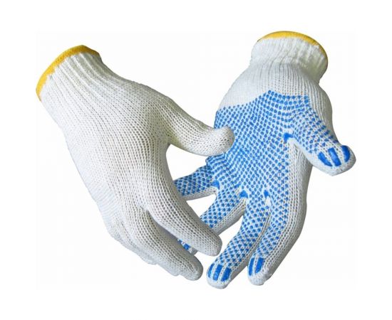 Перчатки WINWIN пряжа, хб, с пвх точка, 4 нити, 10 класс, 40-42 гр, 6 пар WW-R-6 