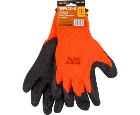 Утепленные акриловые перчатки с ворсом и латексным рельефным покрытием STARTUL размер 10 ST7178-10 
