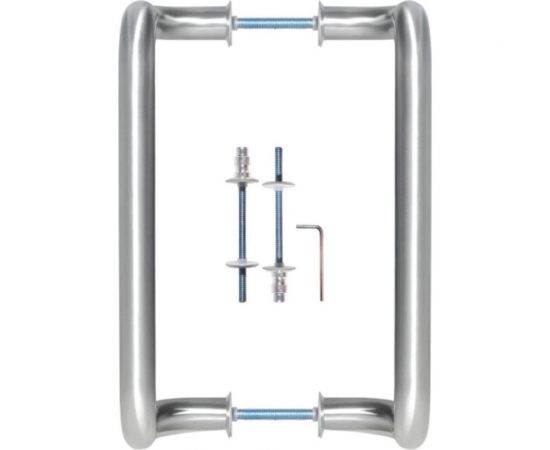 Дверная ручка скоба Doorlock изогнутая DL PHS03/25/350 SS материал нержавеющая сталь, двухсторонний комплект, диаметр 25 мм, межосевое расстояние 350 мм 73650 