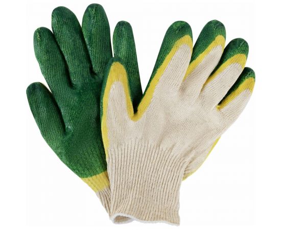 Хлопчатобумажные износостойкие перчатки LAIMA Люкс, двойной облив, 13 класс, 40-42 г, 100 пар 608673 