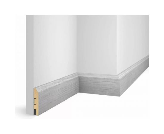 Плинтус COSCA DECOR WP07 экошпон, дуб старинный светло-серый, 80x16x2400 мм, МДФ СПБ103727 