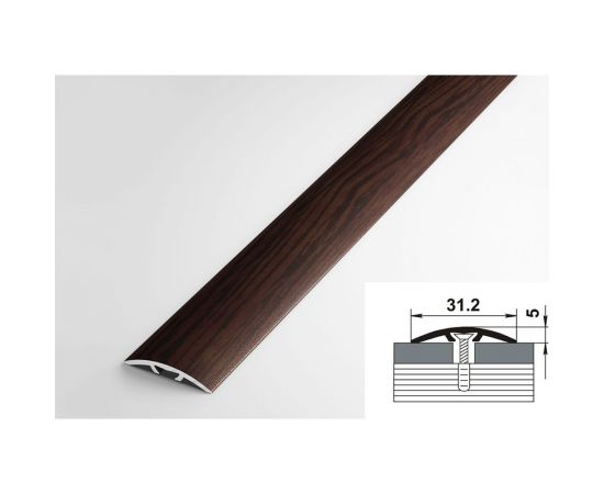 Порог прямой скрытый алюминиевый декоративный (31,2 мм, 1,8 м, Дуб венге) ЛУКА УТ000005379 – изображение 2