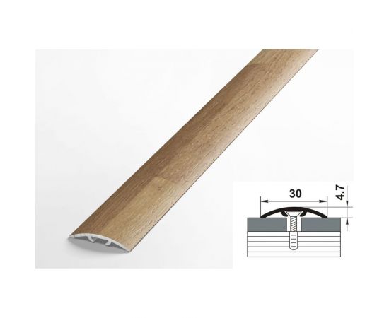 Порог прямой алюминиевый (30 мм; 0.9 м; ламинированный; дуб гаррисон натуральный) Лука УТ000028293 – изображение 2