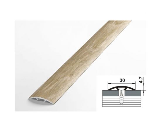 Порог прямой алюминиевый (30 мм; 0.9 м; ламинированный; дуб гроссо) Лука УТ000028300 – изображение 2