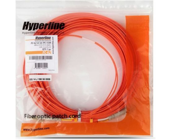 Волоконно-оптический шнур Hyperline FC-D2-62-LC/PR-LC/PR-H-15M-LSZH-OR патч-корд MM 62.5 236759 – изображение 2