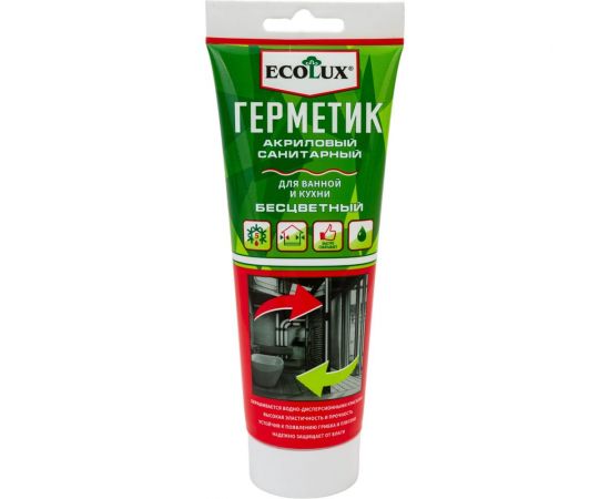 Акриловый герметик Ecolux санитарный бесцветный, 200 мл 4607133683825 – изображение 2