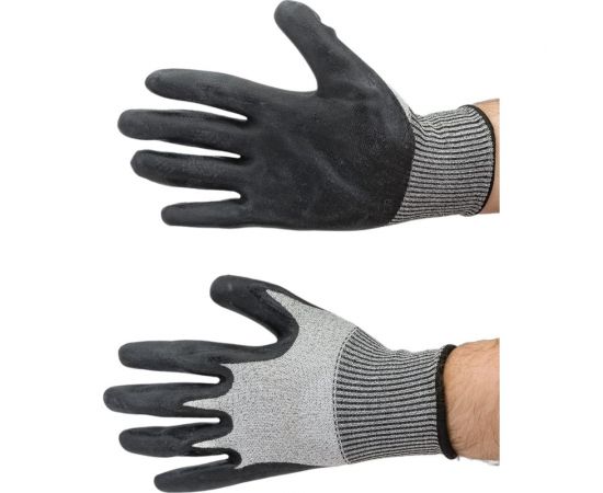 Трикотажные полиэфирные перчатки с покрытием вспененным латексом и антивибрационными накладками Gigant размер 10 GGPL-110 – изображение 2