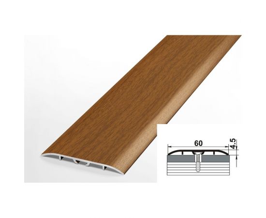 Порог прямой алюминиевый декоративный (60 мм, 0,9 м, Орех) ЛУКА УТ000012662 – изображение 2