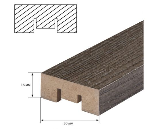 Интерьерная рейка Стильный Дом МДФ, 2700x50x16 мм, ясень темный, 7 штук v530941 – изображение 3