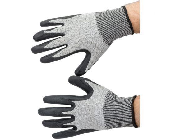Трикотажные полиэфирные перчатки с покрытием вспененным латексом и антивибрационными накладками Gigant размер 10 GGPL-110 – изображение 3