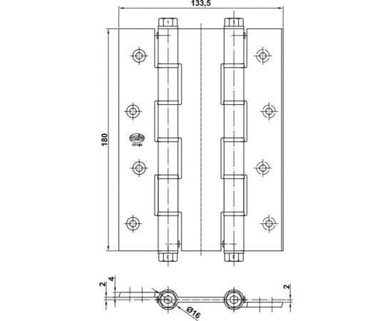 Пружинная петля Amig (двойная; алюминий; покрытие золото) 3035-180х133,5х4 ORO – изображение 3