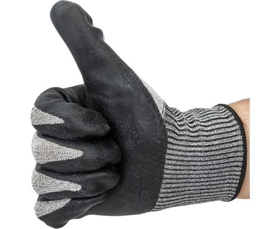 Трикотажные полиэфирные перчатки с покрытием вспененным латексом и антивибрационными накладками Gigant размер 10 GGPL-110 – изображение 4