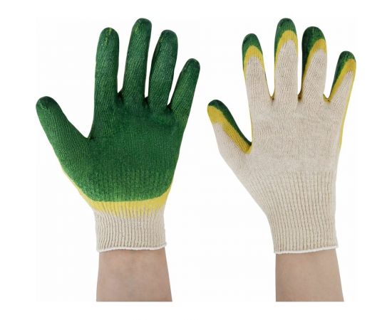 Хлопчатобумажные износостойкие перчатки LAIMA Люкс, двойной облив, 13 класс, 40-42 г, 100 пар 608673 – изображение 5