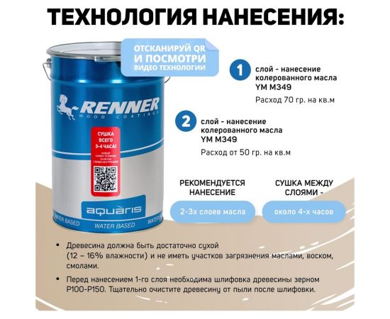 Интерьерная лазурь для дерева RENNER YM M349 R364 1 кг 1-364 – изображение 5