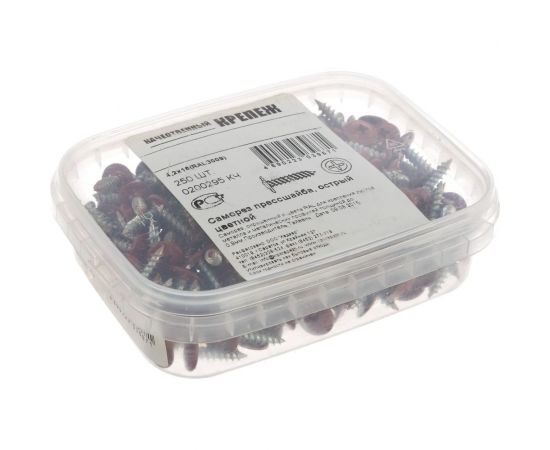 Прессшайба Качественный КРЕПЕЖ 4.2х16 мм, красная окись RAL 3009, острая, 250 шт 0200295 КЧ – изображение 6