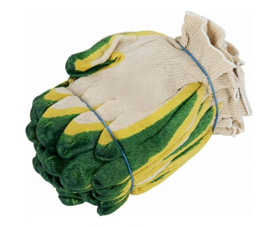 Хлопчатобумажные износостойкие перчатки LAIMA Люкс, двойной облив, 13 класс, 40-42 г, 100 пар 608673 – изображение 7