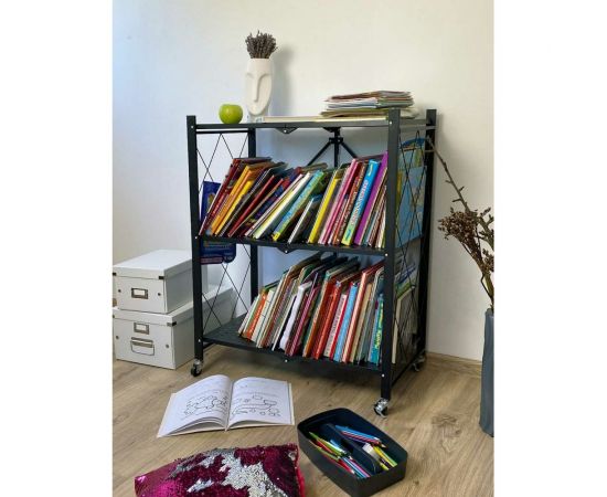 Металлический стеллаж ГЕЛЕОС Атлант-3, 3 полки, складной, размер 730x400x885 мм, черный АСТ-31 – изображение 8