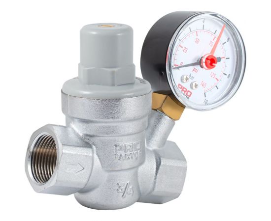 Редуктор давления PROFACTOR мембранный, с манометром, 3/4"" PF PRV 254G 