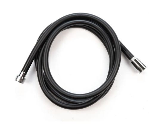 Шланг для душа, смесителя, лейки TUBOFLEX ПВХ, армированный, 2,0 м, черный матовый, с хромированной гайкой ШДПВХTF200ЧМХГ 