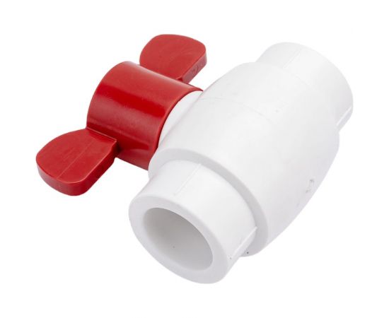 Шаровой кран Blue Ocean (шар - латунный) полипропиленовый для ГВС бабочка - 25 PPRF/BV/PPR/HW-1B(W)-25 